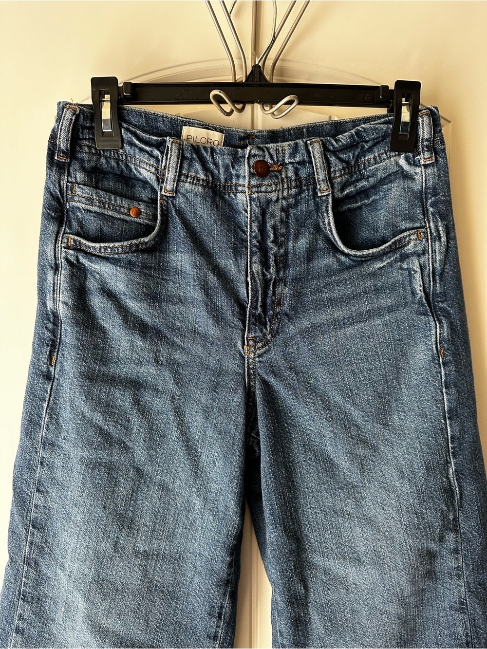 Anthropologie Pilcro Medium Blue Wide-Leg Culotte Cropped Denim Jeans size 26 - Picture 3 of 10